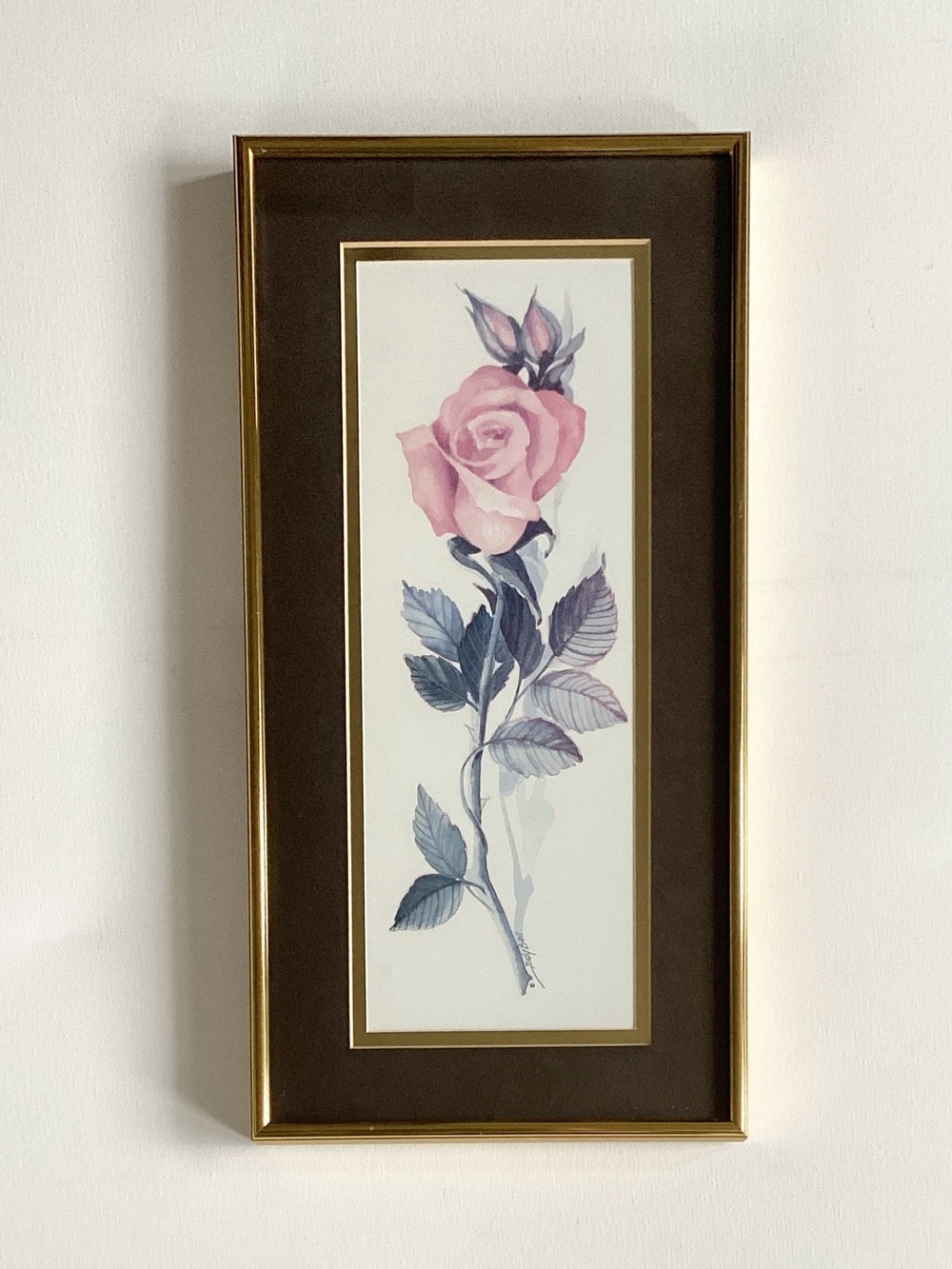 Framed Watercolor Rose Wall Art